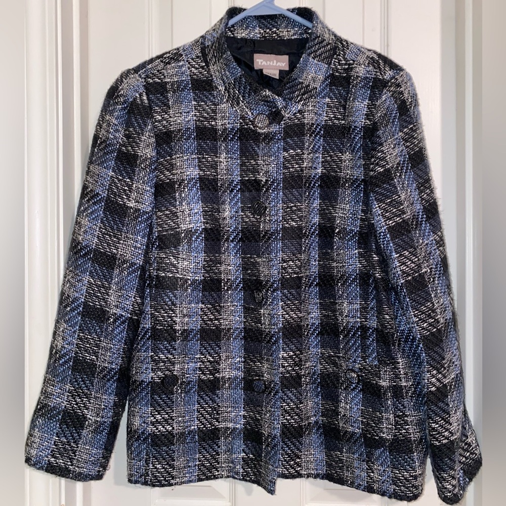 TanJay Blue and Black Checkered Blazer